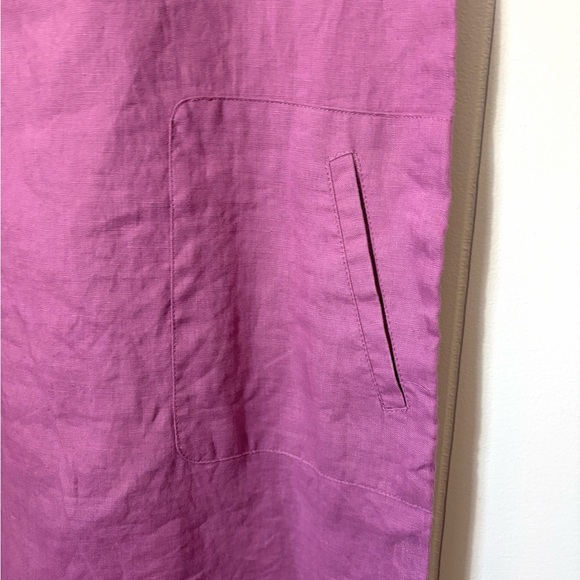 JJill Tunic Shift Dress Buttons 100% Linen Fuchsia Vacation Resort Large - Picture 2 of 5